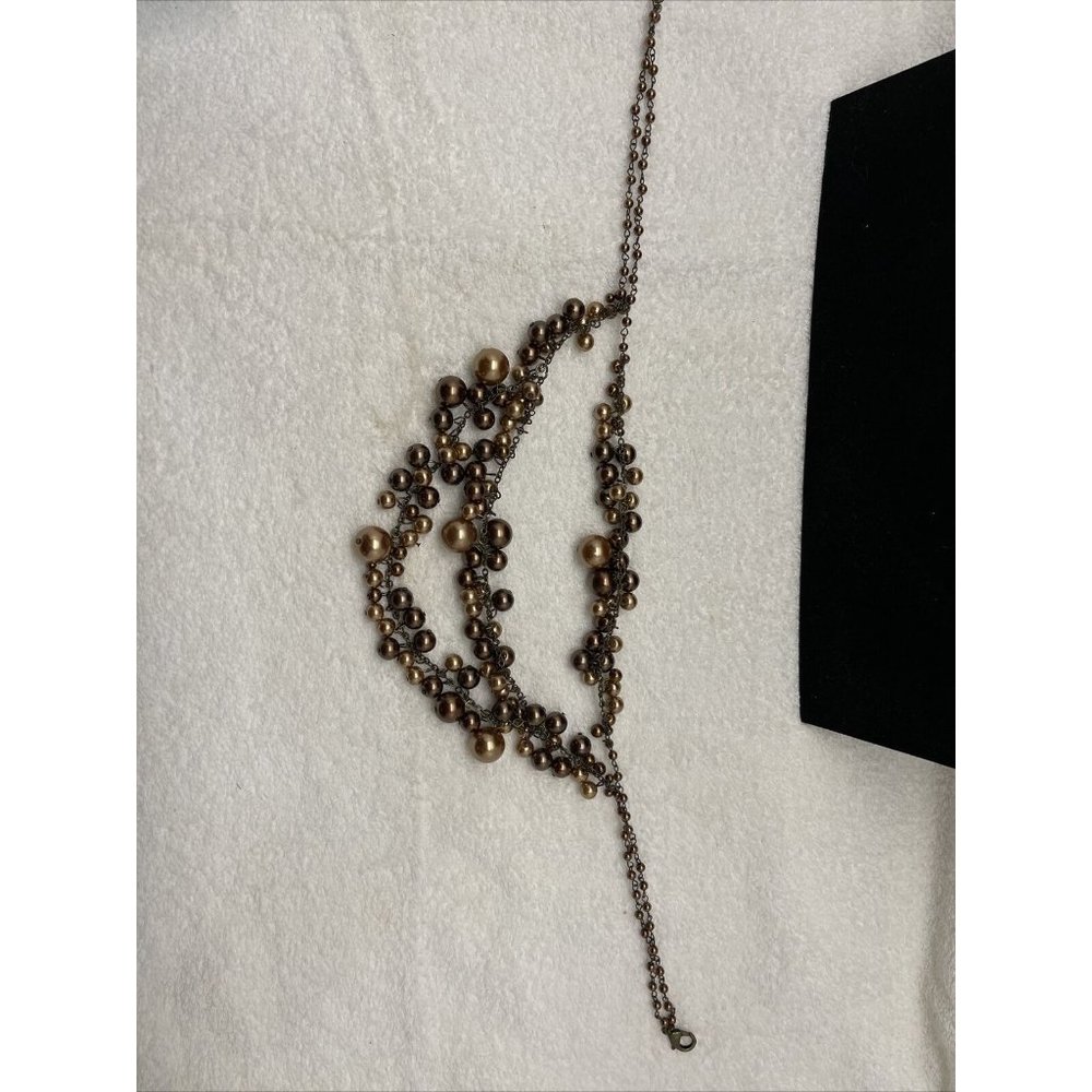 Coldwater Creek Necklace Tiered Layered Brown Bronze Jewelry Costume Fashion 19” - Picture 5 of 5